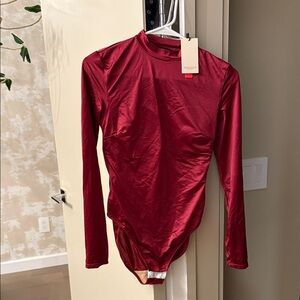 Sleek Red Long Sleeve Bodysuit